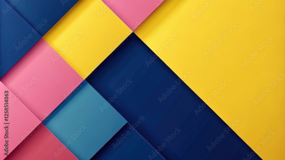 Poster abstract geometric design with vibrant color blocks and shadow effects