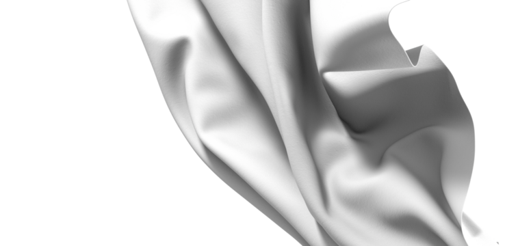 A close-up of a white fabric texture with soft folds and creases. Perfect for design backgrounds or product displays.