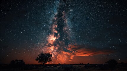 Spectacular night sky with milky way over tranquil landscape. International Dark Sky Week