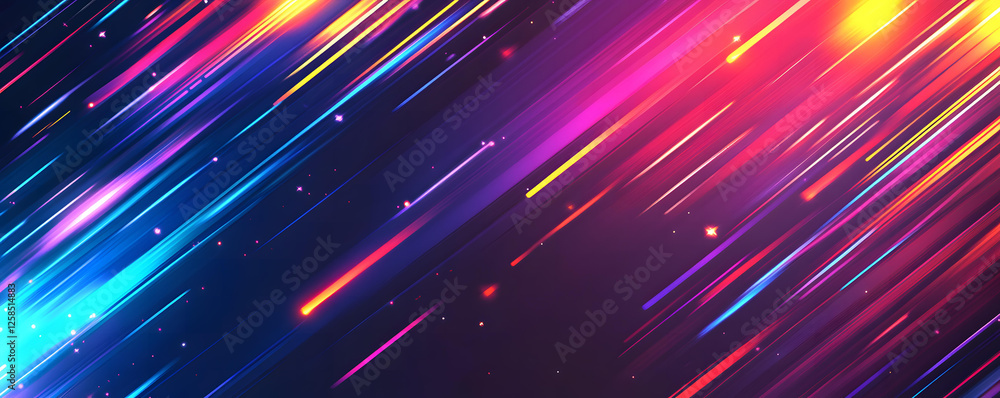 Poster abstract colorful diagonal lines dynamic speed light streaks background