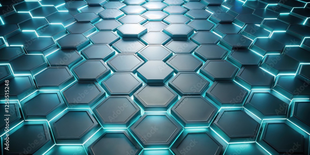 Aufkleber abstract hexagonal pattern with teal accents and glowing edges