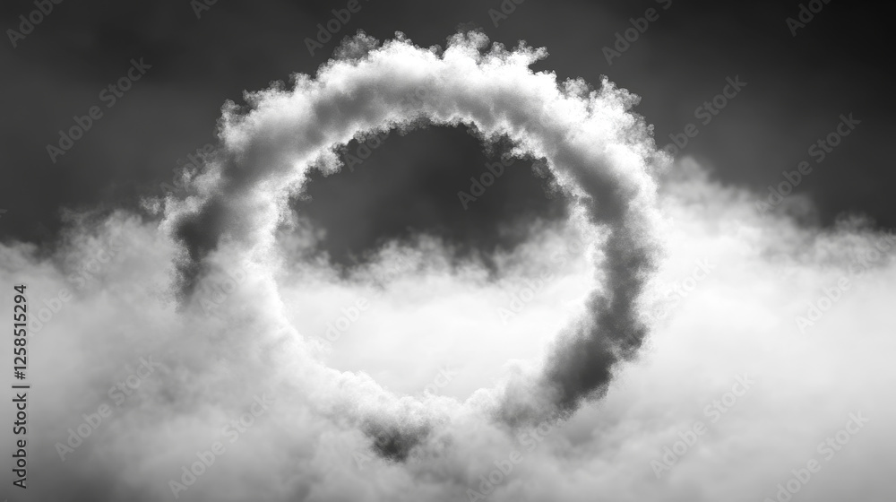 Poster smoke ring cloud vector steam round cloud effect. abstract transparent hookah shape isolated on back