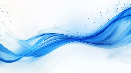 Fototapeta premium Abstract blue wave flowing on white background, sparkle, design
