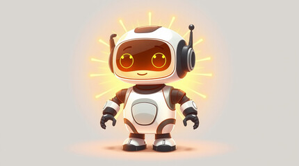 The robot is brightly lit with a warm golden light, creating a radiant and luxurious feel. 