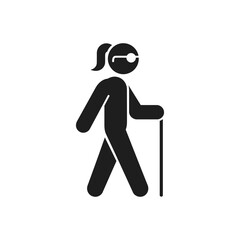 Blind Woman Walking Icon