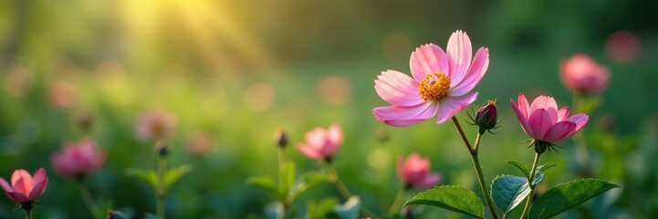 Obraz premium Delicate flowers peeking out from between thorns, , natural