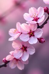 delicate pink and purple cherry blossoms blooming, floral, natural, bloom
