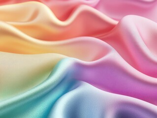 Obraz premium Gradient Rainbow Silk Fabric Flowing in Waves Beautiful Soft Luxurious Textile Abstract Background