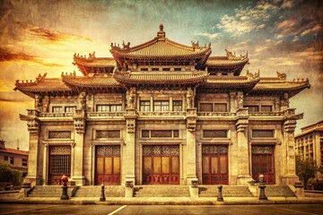 Obraz premium Vintage Beijing Bank Building - Historic Financial District, China