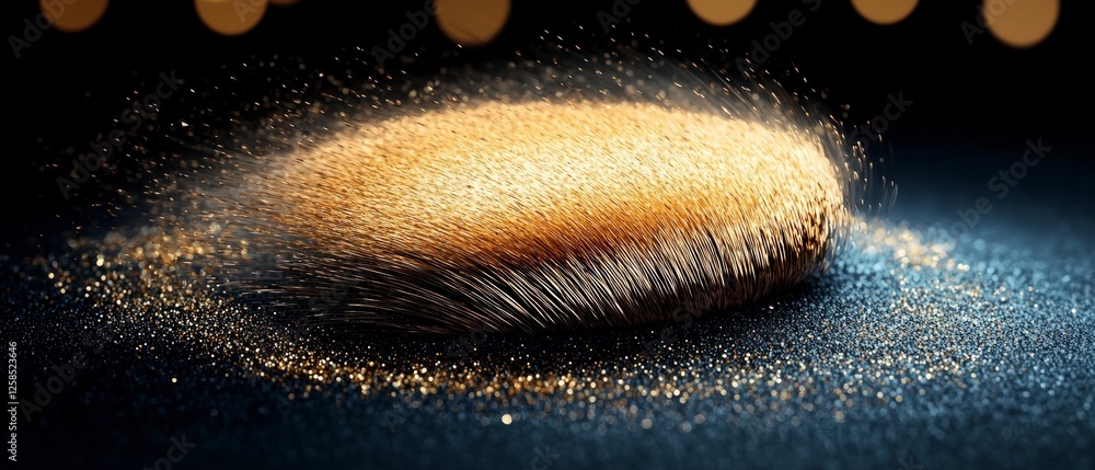 Poster golden glitter abstract background with round shape and dark setting