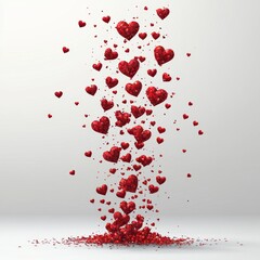 Falling Red Hearts Creating a Romantic and Whimsical Atmosphere