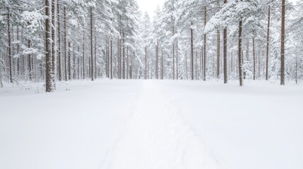 Obraz premium Snowy forest path in winter (1)
