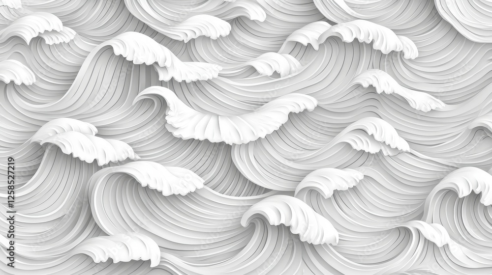 Poster Monochromatic undulating fluid art evokes dynamic movement and texture