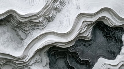 Obraz premium Monochromatic Topography, Layered Paper Abstract with Subtle Gradients