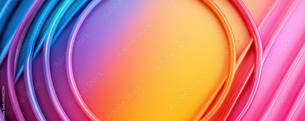 Poster colorful abstract curved lines background with gradient hues for creative design elements
