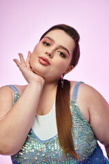 Vibrant portrait of a confident plus size woman embracing her beauty and individuality