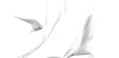 Abstract image of gray fabric draped and flowing with a white background.