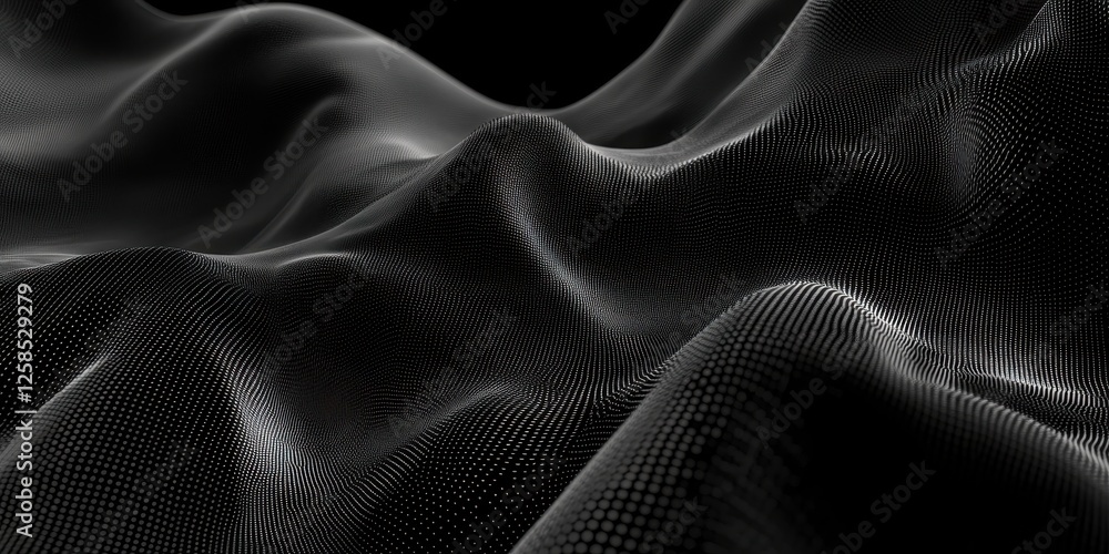Poster monochrome digital terrain undulating surface with microdots detail