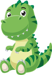 Baby tyrannosaurus cartoon sitting on white background