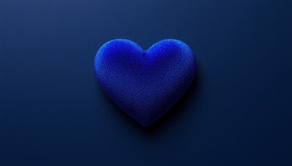 Fototapeta premium A textured blue heart shape on a dark background, symbolizing love and affection.