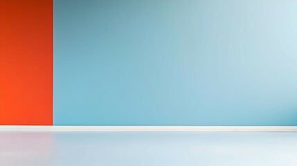 Naklejka premium Blue and Orange Minimalist Room Interior