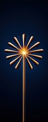 Radiating Abstract Blossom on Dark Backdrop Ornamental Design with Linear Light Effects