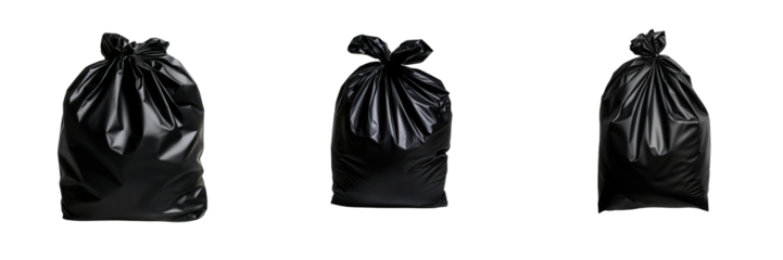 Collecting waste disposal bags urban environment on transparent background