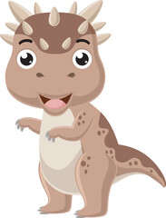 Cartoon little ankylosaurus on white background