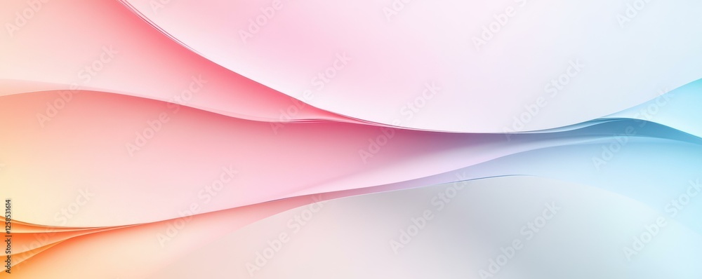 Poster gradient hues flowing elegant paper curves abstract design with soft pastel colors and gentle light