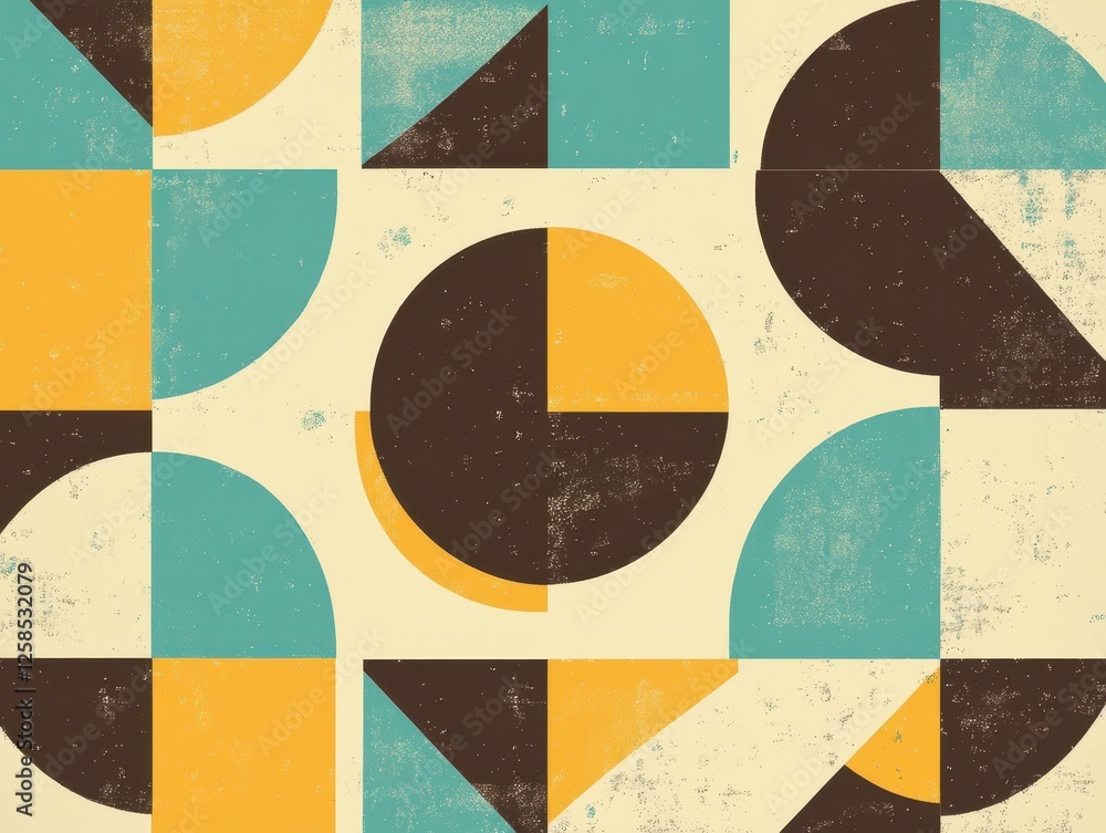 Poster geometric composition with circles and squares abstract