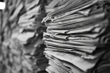       A close up of a stack of newspapers on a table