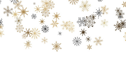 Snowflakes - golden openwork shiny snowflakes, star, 3D rendering.