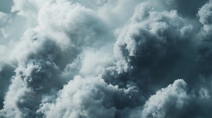 Obraz premium Dramatic cloudscape featuring cumulus formations against an overcast sky, creating an atmospheric scene