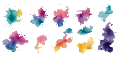 Set of colorful paint splatter abstract vector texture background. Set of abstract watercolor water splash background.