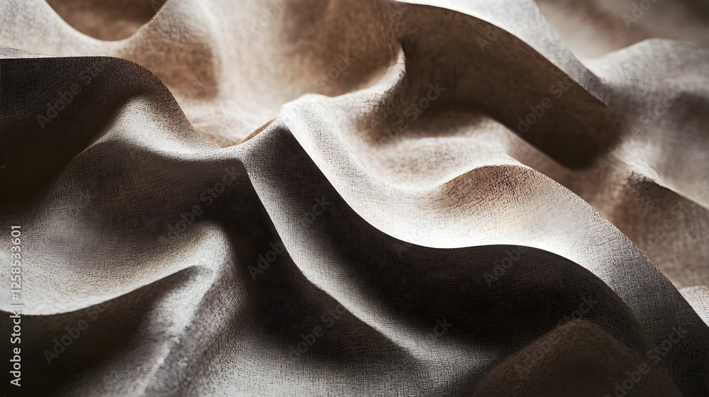 Poster neutral abstract fabric texture background with draping and light play