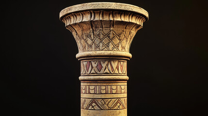 Ancient Egypt white temple column or stone pillar with traditional pattern cartoon vector illustration. Element of architecture with Egyptian hieroglyphs, graphical user interface for game design