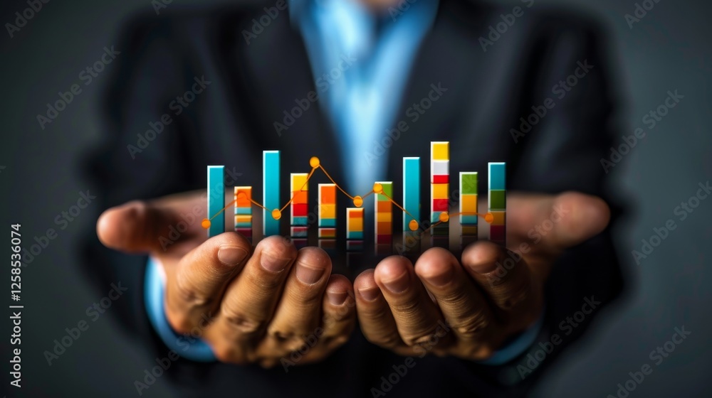 Poster data visualization in business presented by a professional individual showcasing analytical graphs i