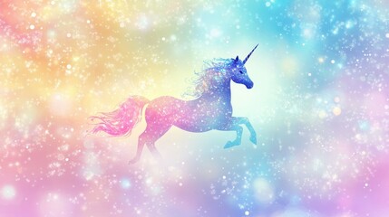 Mystical Unicorn Prancing Amidst a Sparkling Galaxy of Pastel Hues