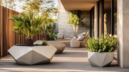 Geometric Planters on Modern Terrace