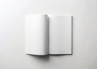 Blank Magazine Spread, Empty Pages, White Background, Mockup, Publication Design