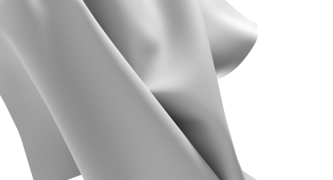 Abstract white 3D curved surface design with a textured pattern, perfect for minimalist and modern backgrounds.