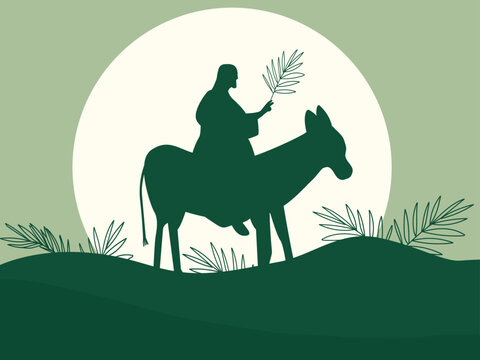 Jes&uacute;s con un ramo de palma en su mano. Domingo de Ramos.