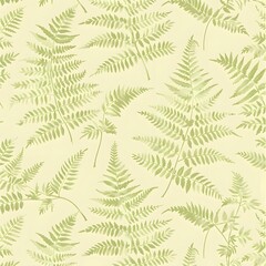 Seamless Organic Pattern of Sunlit Ferns in Shaded Forest Depths