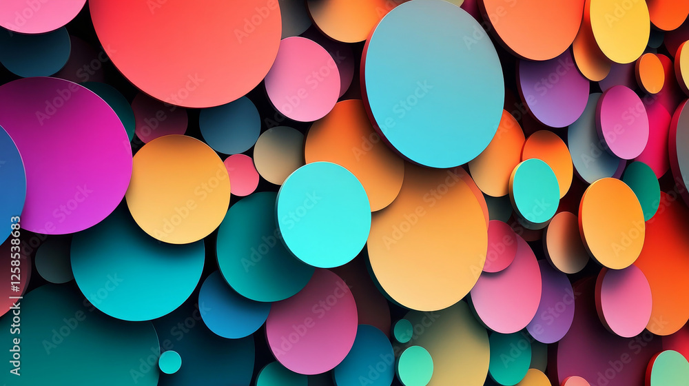 Poster abstract vector background with volume color circles