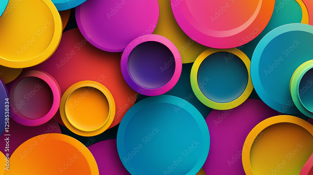 Poster abstract vector background with volume color circles