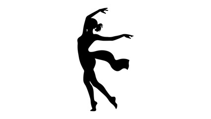 silhouette of a dancing girl vector illustration, Silhouette of a Graceful Dancer Balancing Elegantly in Motion