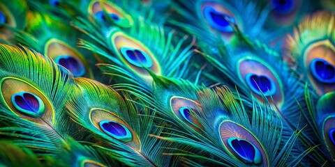 Blue and Green Peacock Feather Pattern - Long Exposure Photography Stock Photo