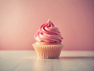 Vintage Pink Cupcake Minimalist Photography - Sweet Treat Stock Photo