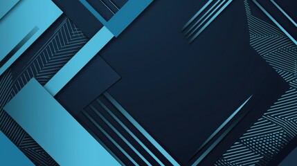 Obraz premium Trendy Blue background with minimalistic design, perfect for design and banner templates. Featuring abstract wallpaper with geometric shapes and a central white space for text.