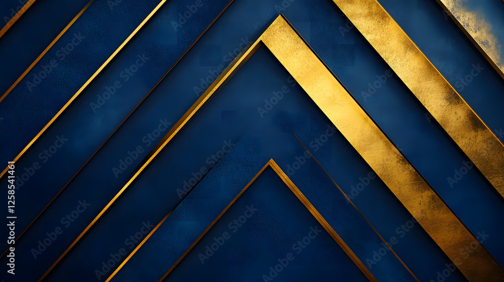 Poster abstract blue and gold geometric pattern background with diagonal lines and triangles